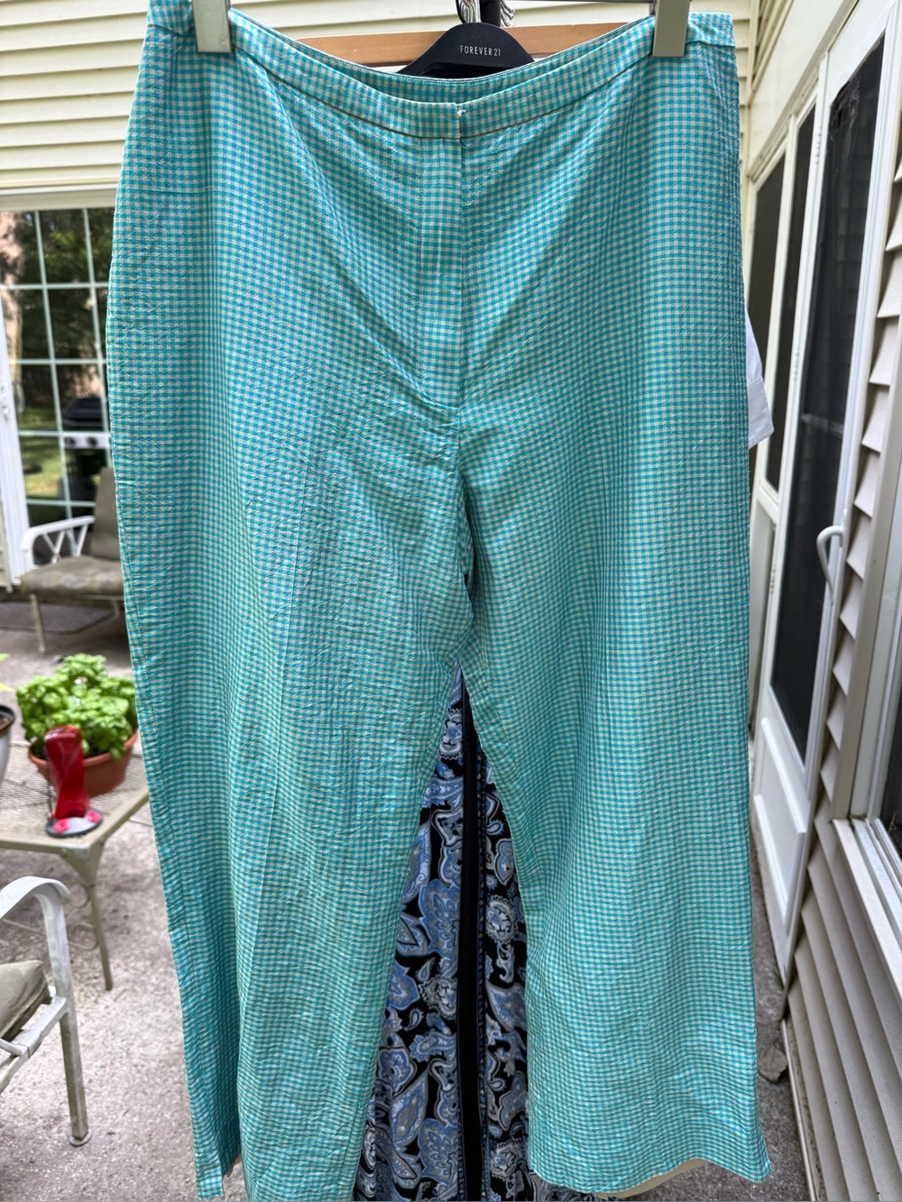 Forever 21 Aqua Green Gingham Maxi Skirt